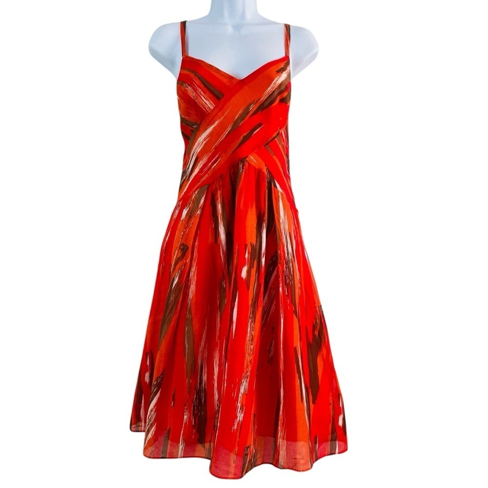 Cynthia Steffe Orange/Brown Silk/Cotton Blend Cami Dress Size 12